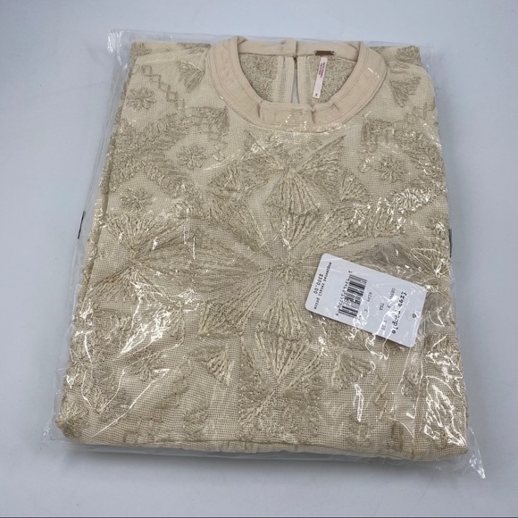 Free People Cleo ivory Embroidered Mini Dress w/ bell sheer sleeves 12 - Picture 5 of 12